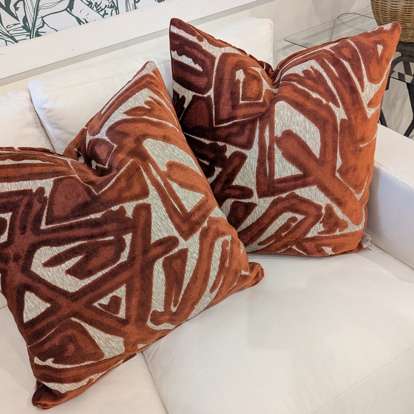 Abstract Rust Throw Pillow Set - Picture 2 of 4